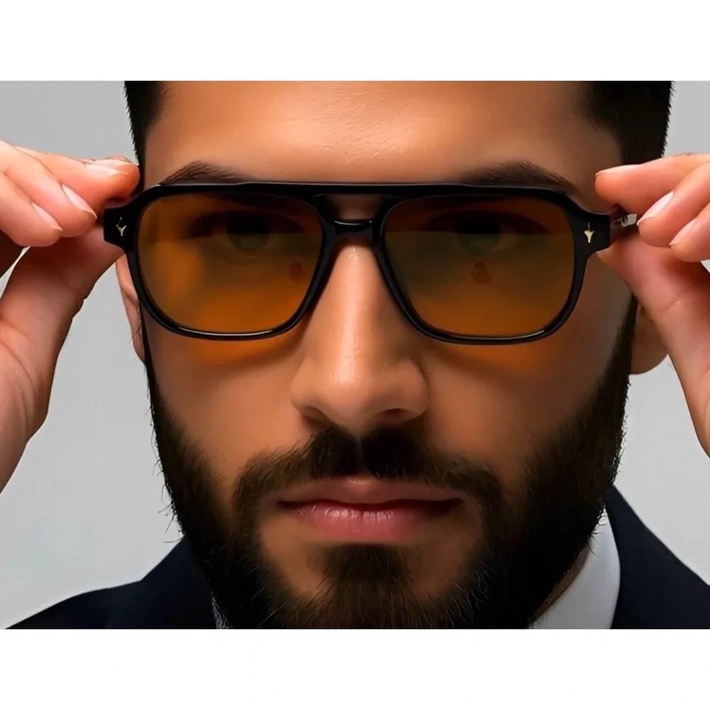 Men‎ Sunglasses Retro 70s Style Amber Tint Streetwear Hip Hop Vintage Shades New